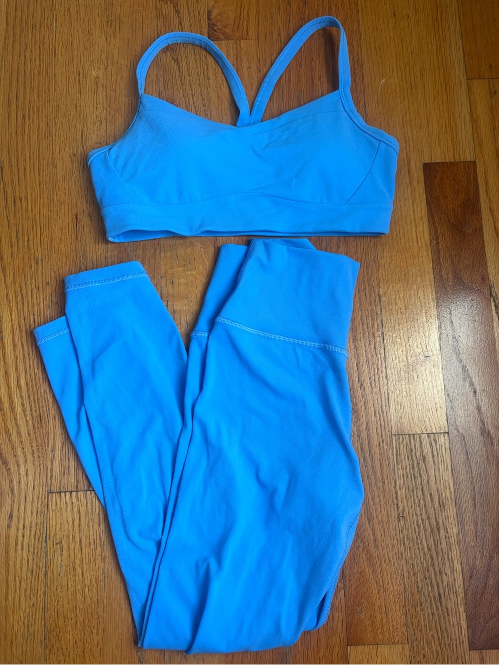 Athleta Bright Blue Sports Bra and Leggings Set